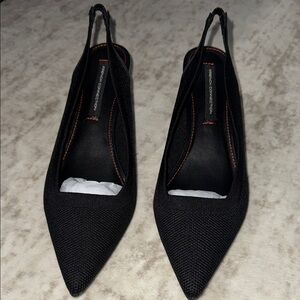 French Connection Black Pointed Slingback Heels